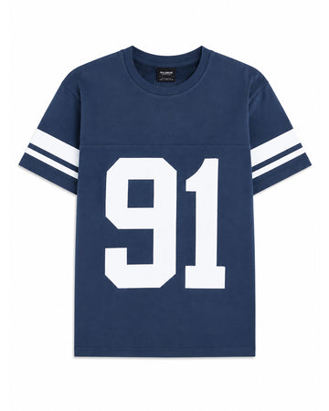 MAN PULL & BEAR T-SHIRT DROOP SHOULDER PRINTED